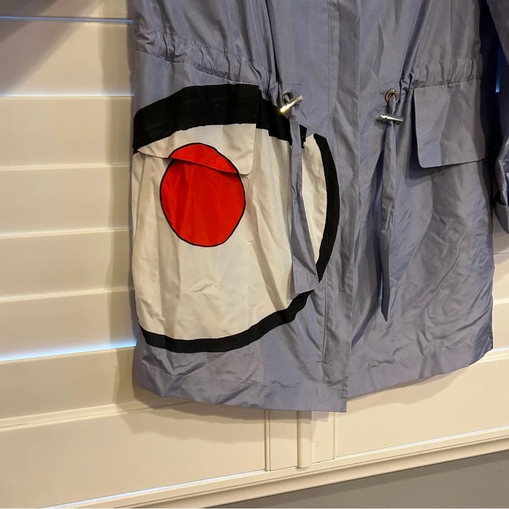 Akris-Valdemar Wink Print Taffeta Parka Jacket Periwinkle Blue Multi Size 12 - Picture 7 of 9